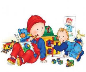 Puzzle Caillou παίζοντας με την αδελφή του, Rosie